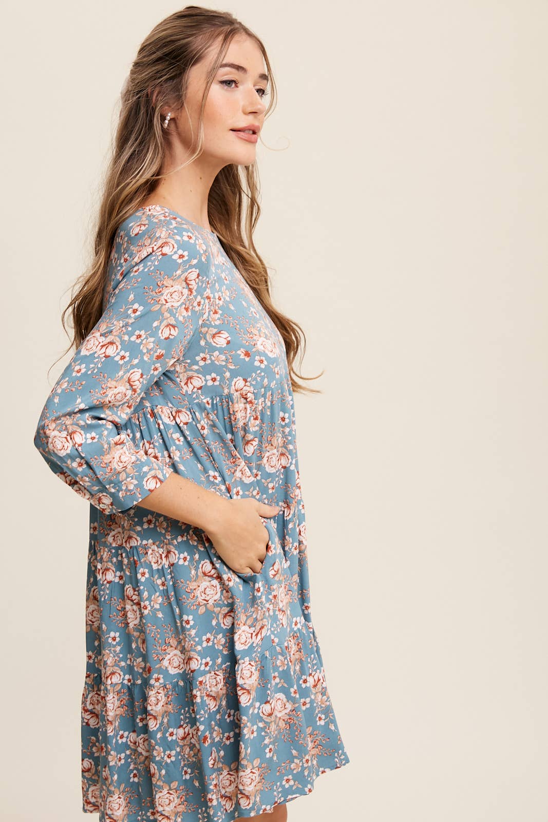 Floral Print Babydoll Midi Dress