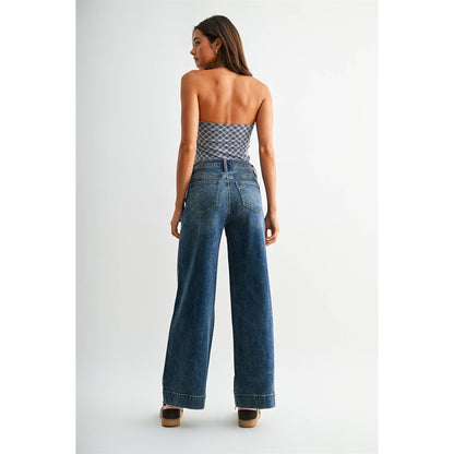 HIGH-RISE WIDE PANEL JEANS