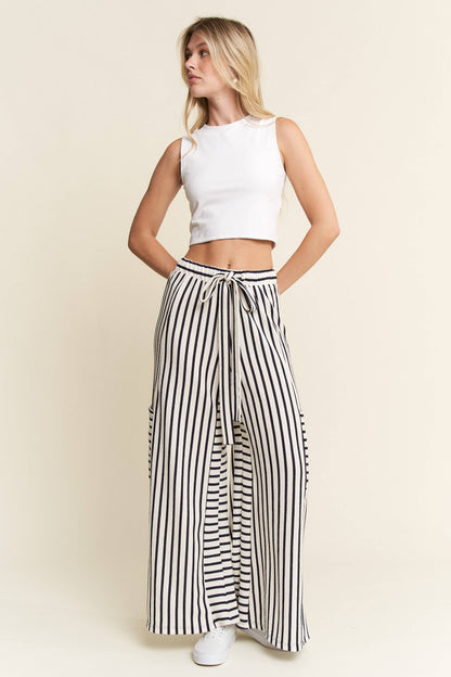 STRIPE WIDE LEG PANTS