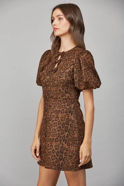 Leopard Suede Bow Dress