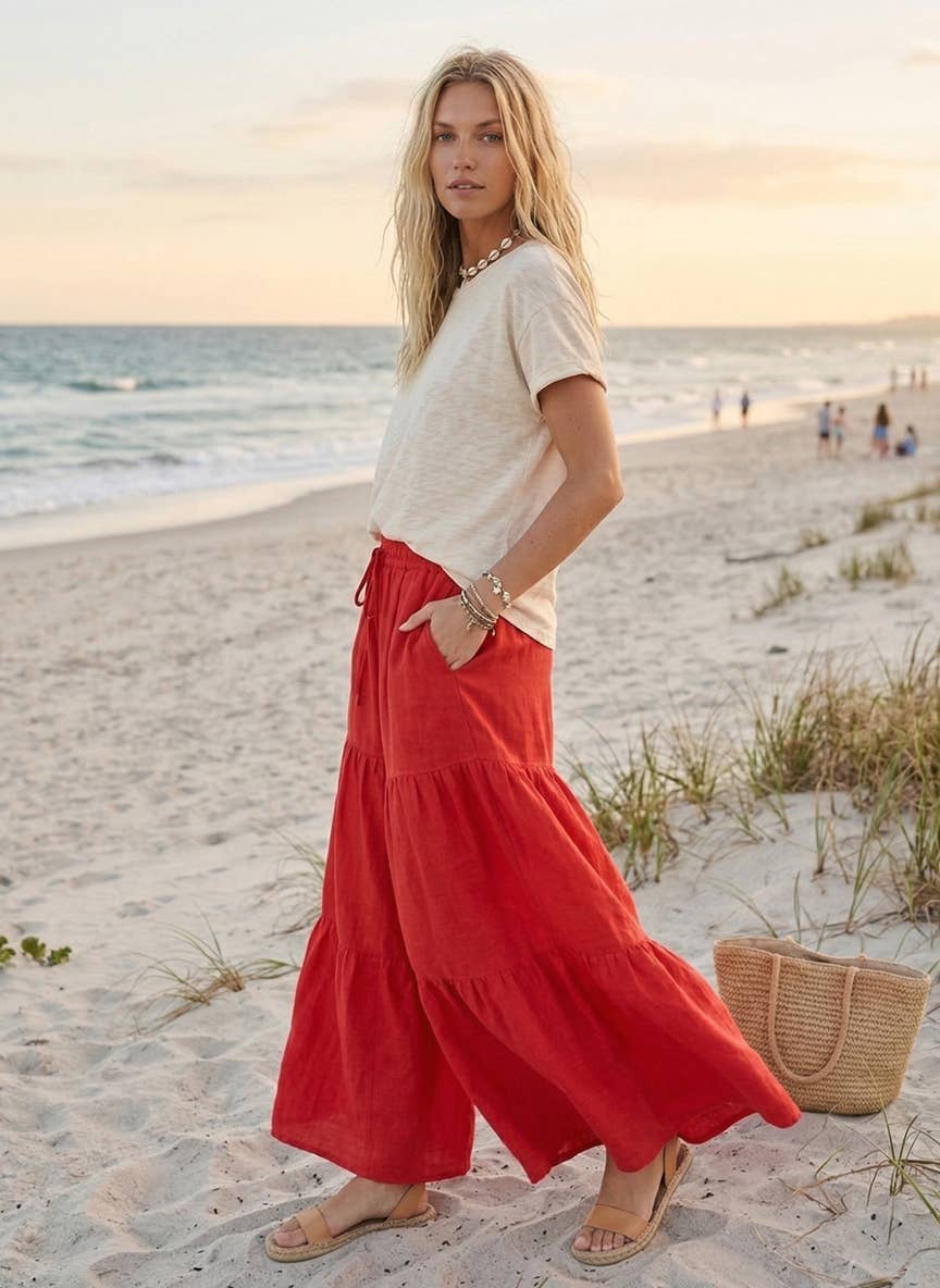 Tiered Wide Leg Palazzo Pants