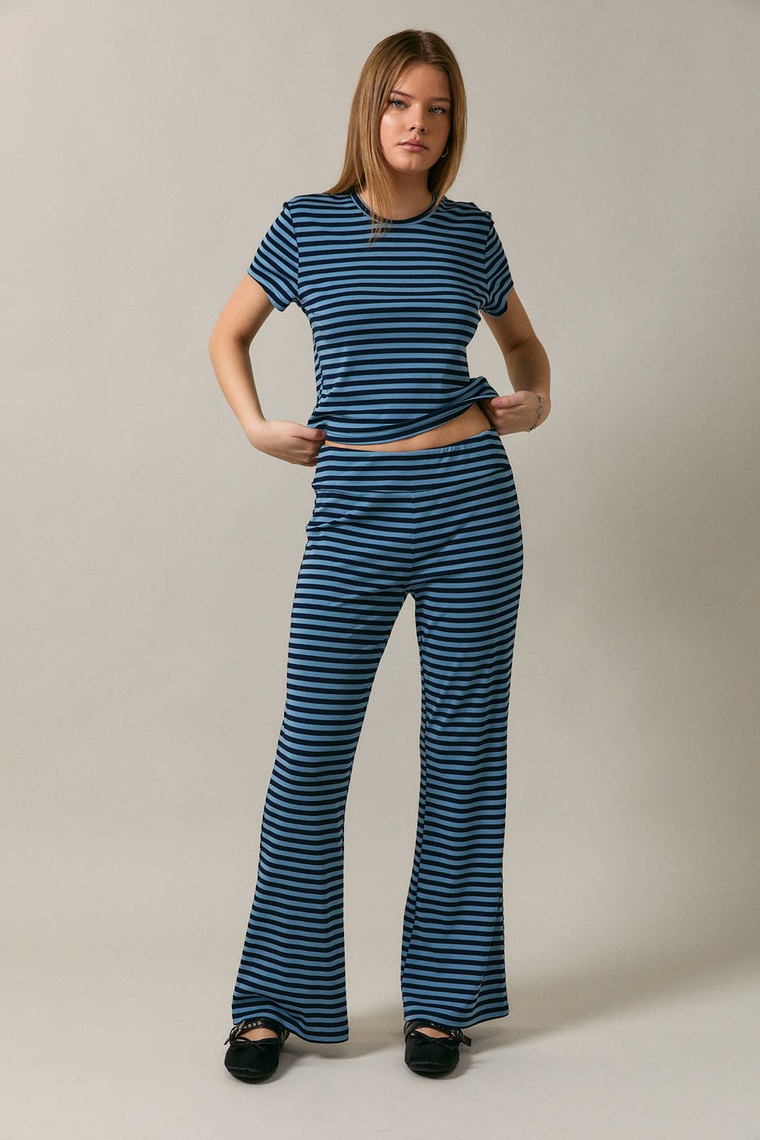 SHORT SLEEVE ROUND NECK STRIPED BABY TEE