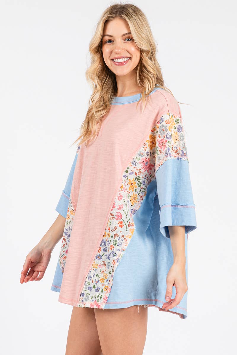 Oversized Floral Patchwork Tee