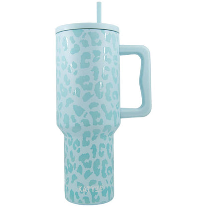 Modern Mint Leopard 38 Oz Tumbler Coffee Cup