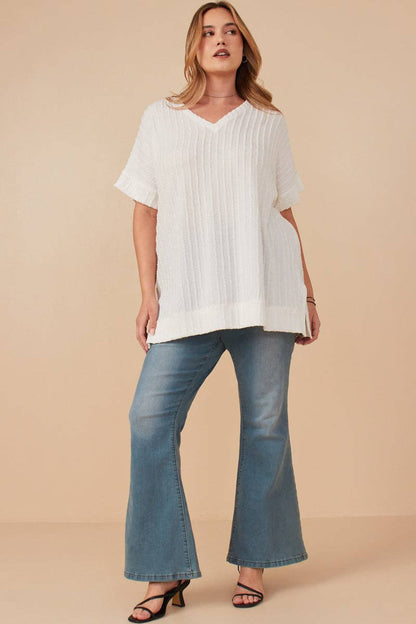 Cable Knit Banded Dolman Vneck
