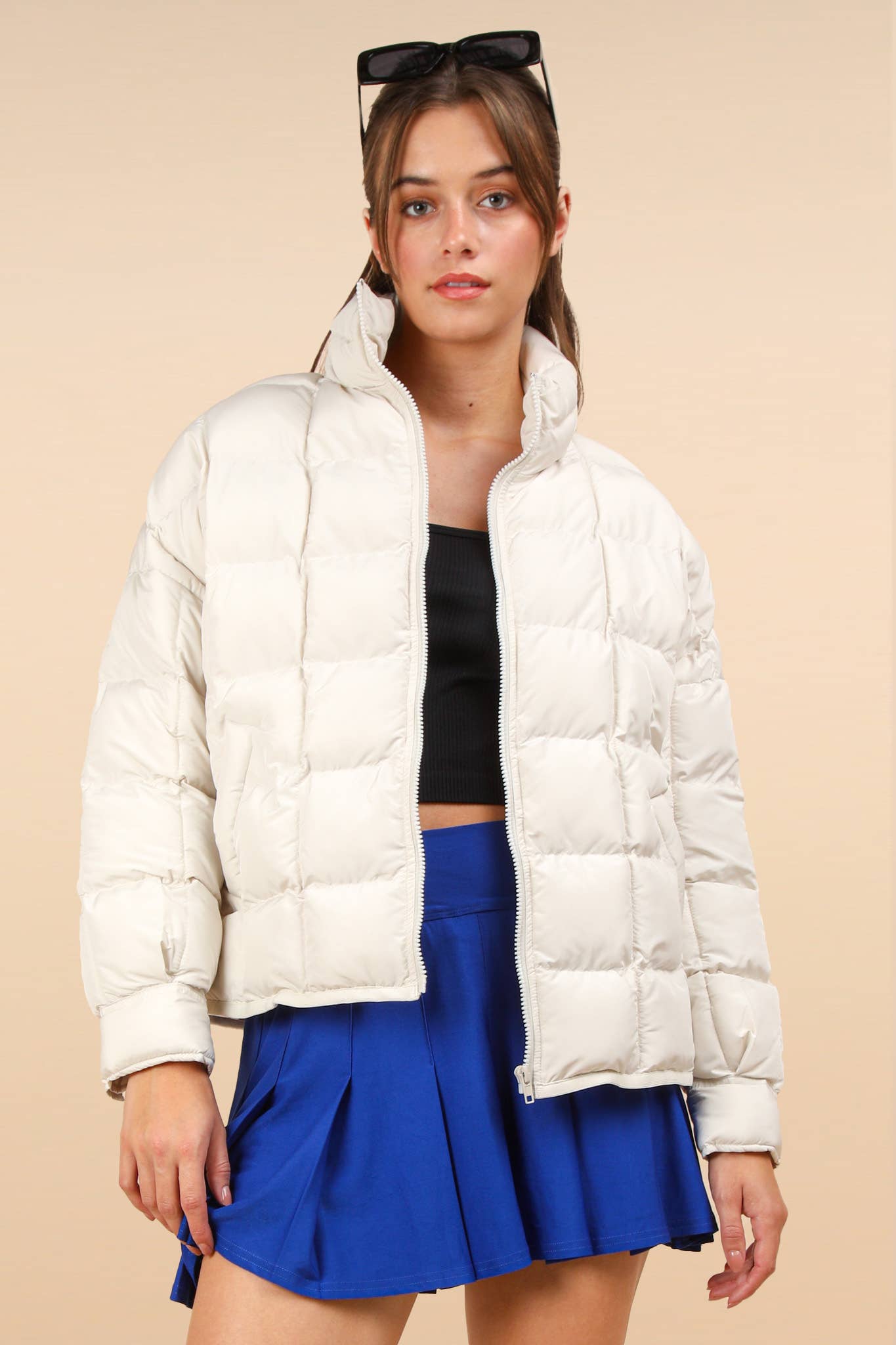 NJ90311-Solid Puffer Padded Warm Jacket