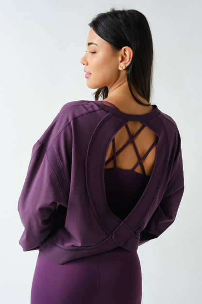 Crescent Pima Cotton Open Back Long Sleeve Tee