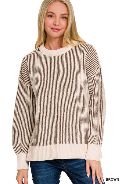 Two tone Ribbed Sweater