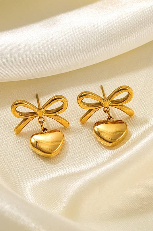 18K STAINLESS STEEL TARNISH FREE HEART EARRINGS