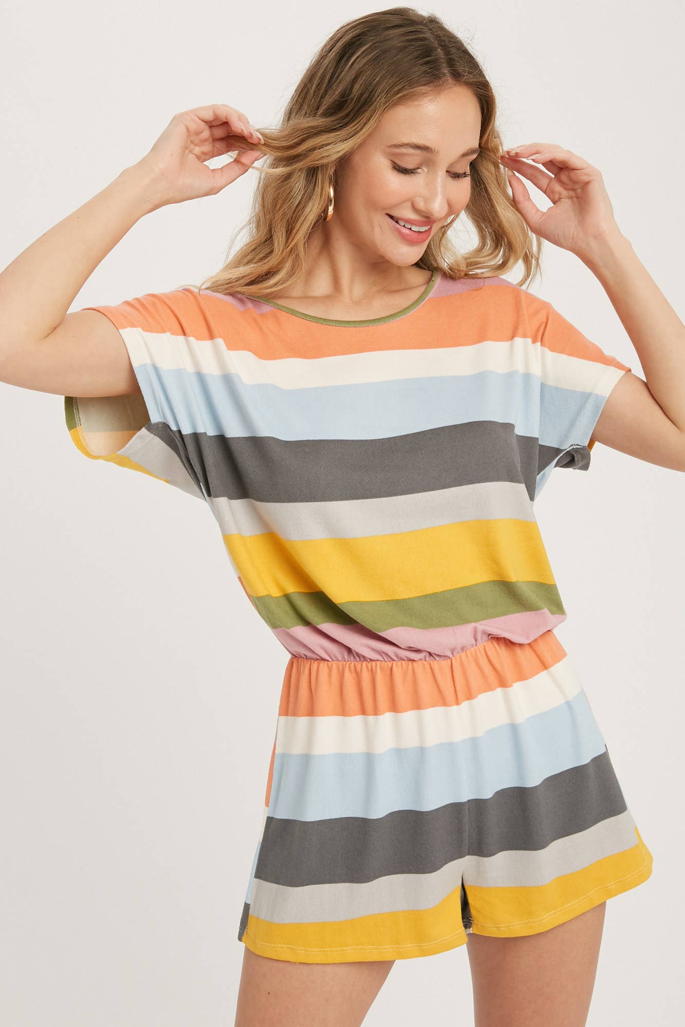 SOFT JERSEY MULTI COLOR STRIPE ROMPER