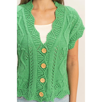 Button-Front Crochet Sweater