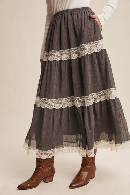 Tiered Lace Maxi Skirt
