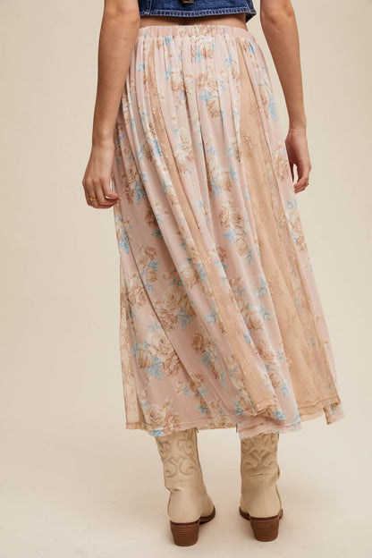 Floral Lace Midi Skirt
