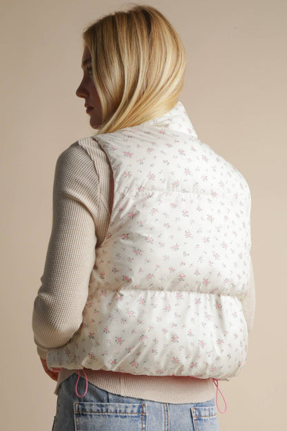 Floral Cropped Puffer Vest