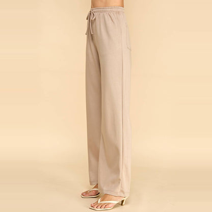 Wide Leg Drawstring Lounge Pants with Pockets