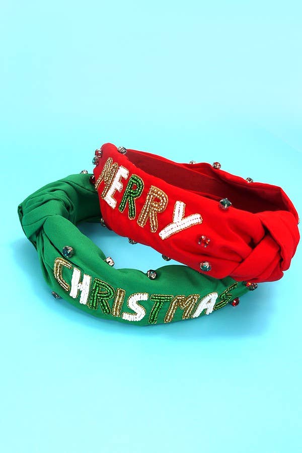Merry Christmas Beaded Headband