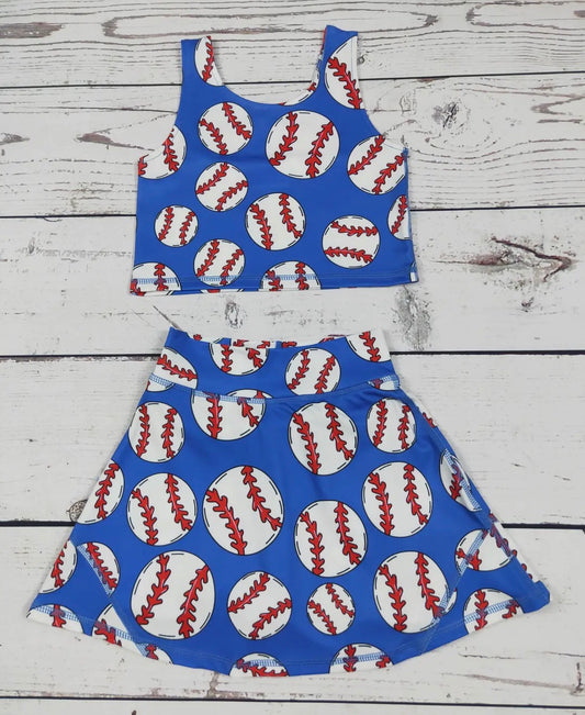 Blue Baseball Skort Set