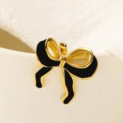 ENAMEL BOW EARRINGS
