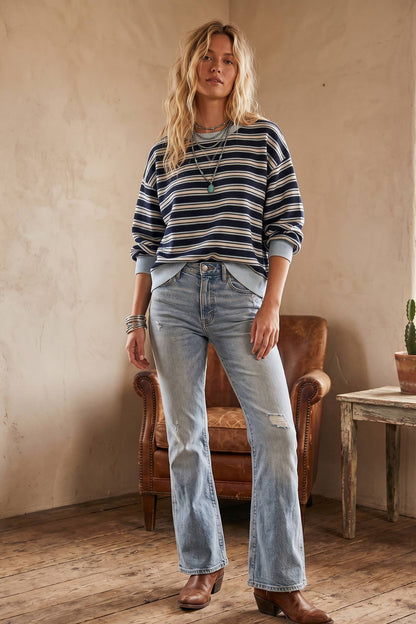 Oversized French Terry Striped Sweatshirt