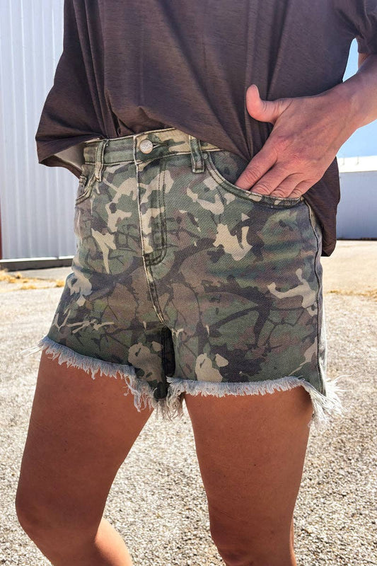 Camo Denim Shorts