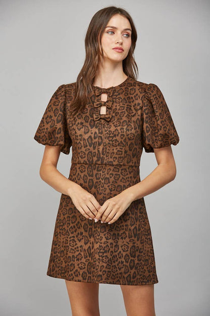 Leopard Suede Bow Dress