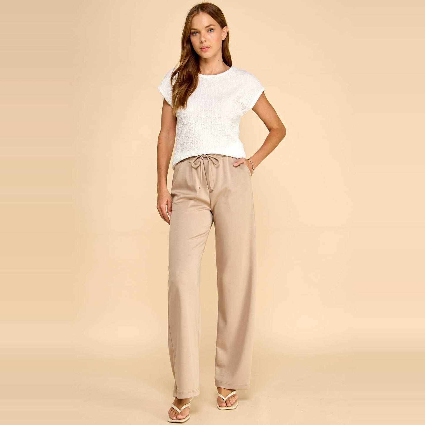 Wide Leg Drawstring Lounge Pants with Pockets