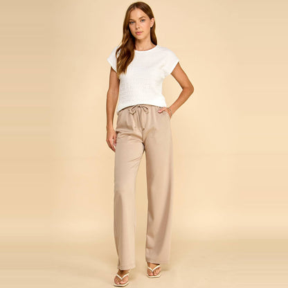 Wide Leg Drawstring Lounge Pants with Pockets