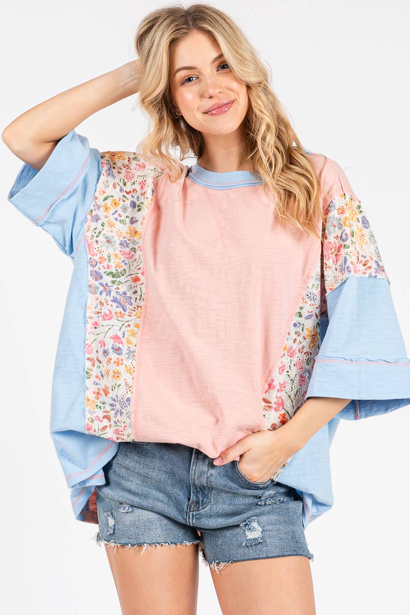 Oversized Floral Patchwork Tee