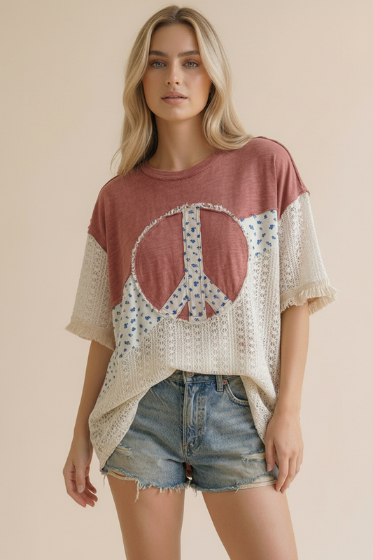 Peace Floral Crochet Top