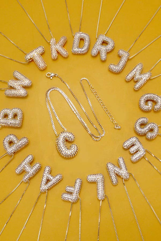 INITIAL RHINESTONE NECKLACE