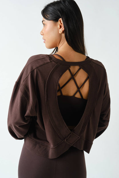 Crescent Pima Cotton Open Back Long Sleeve Tee