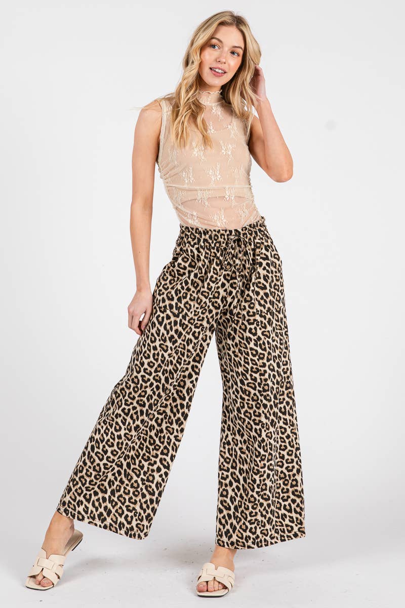 LEOPARD WIDE LEG PANTS