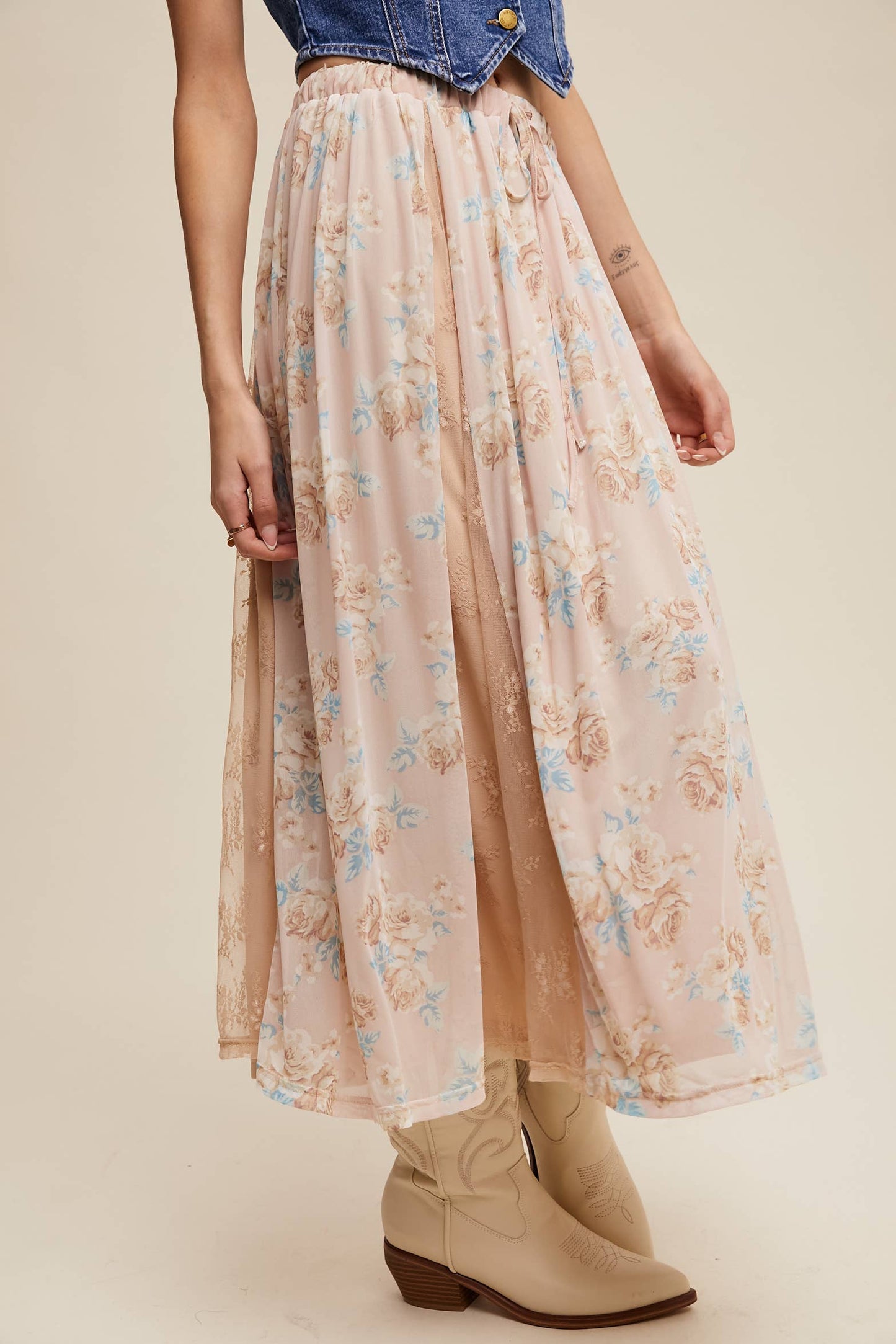 Floral Lace Midi Skirt