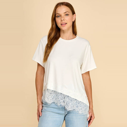 Asymmetrical Lace Trim Top