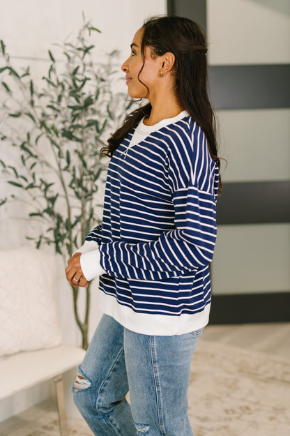 Almost Therapeutic Drop Shoulder Pullover in Navy