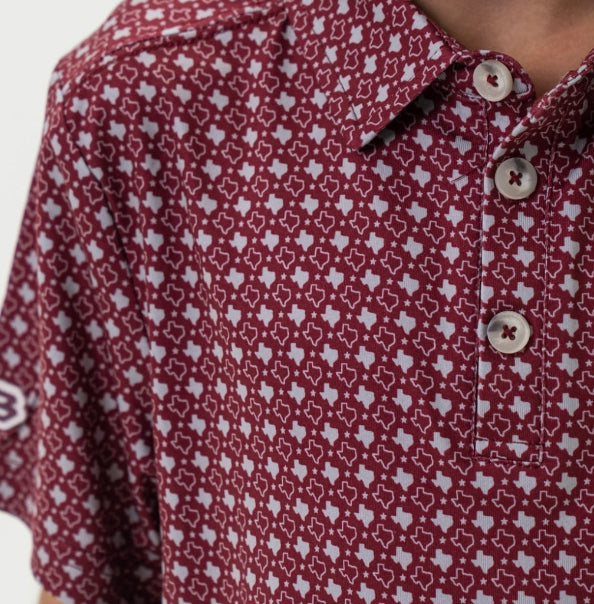 Burlebo Maroon Texas Polo - Youth