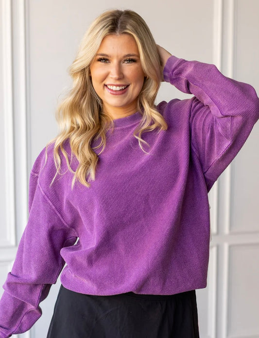Corded Crewneck - Purple