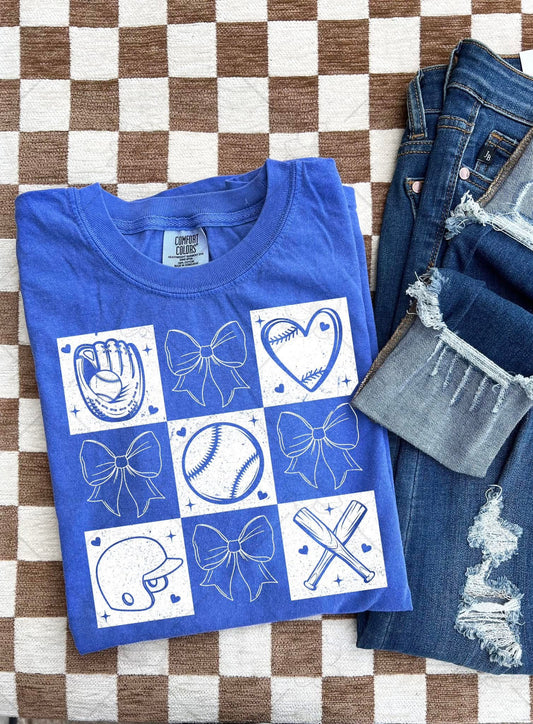 Checkered baseball tee