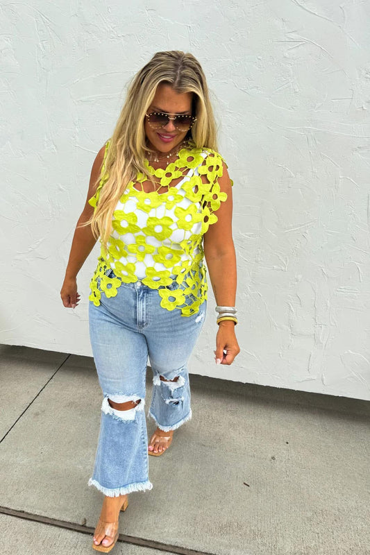 BLAKELEY flower crochet top