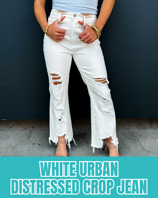 White Urban Distressed Crop Jeans