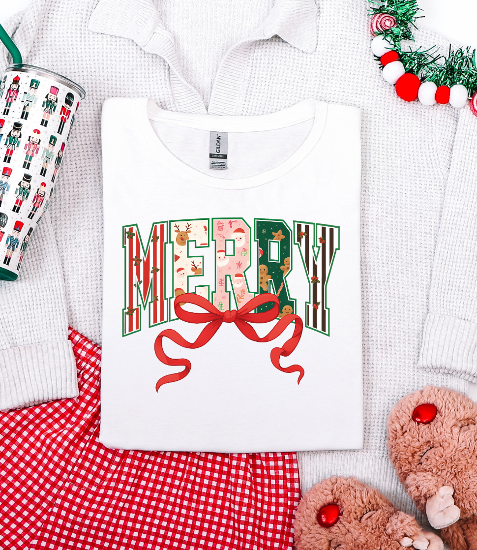 Bow-tiful Merry Graphic Tee and Sweatshirt