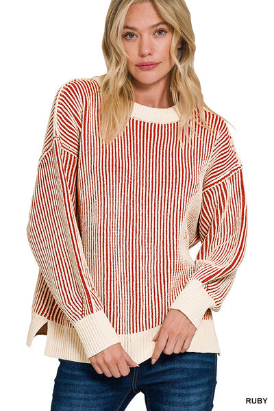 Two tone Ribbed Sweater