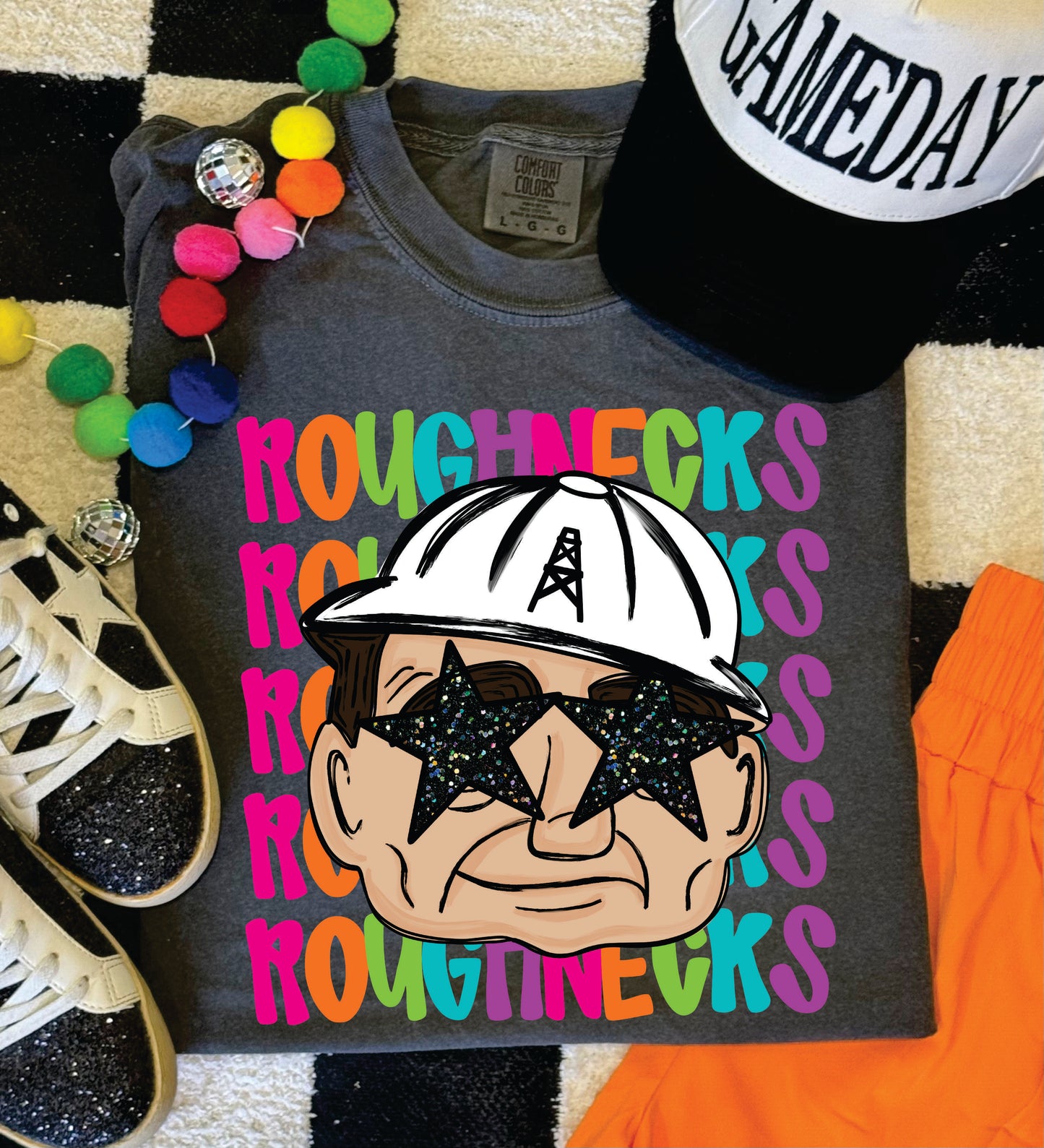 Custom Neon Roughnecks Tee