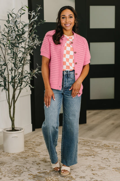 Check Hers Round Neck Top in Orange