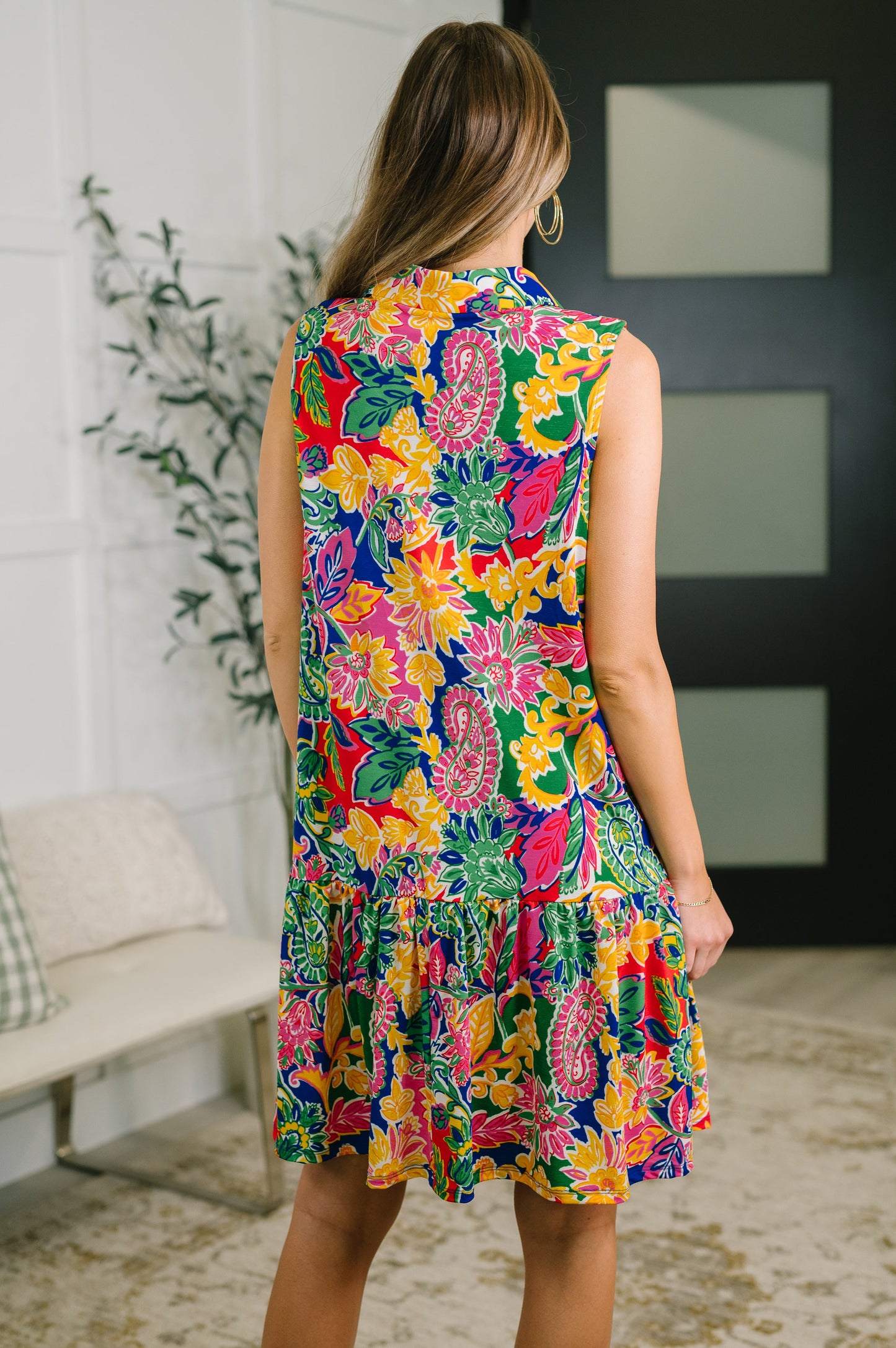 Coral Sands Collared Tank Dress in Floral Paisley