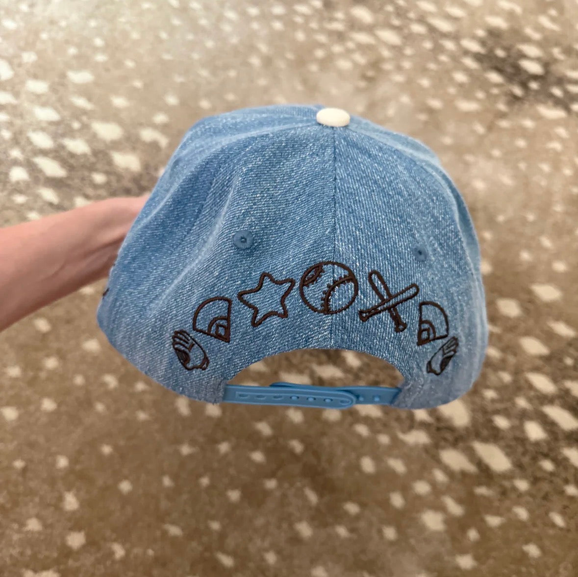 Baseball Mom Denim Leopard Hat