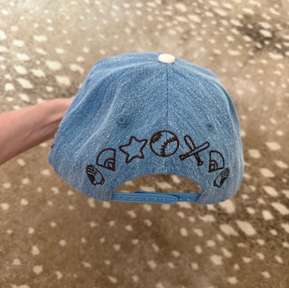 Baseball Mom Denim Leopard Hat