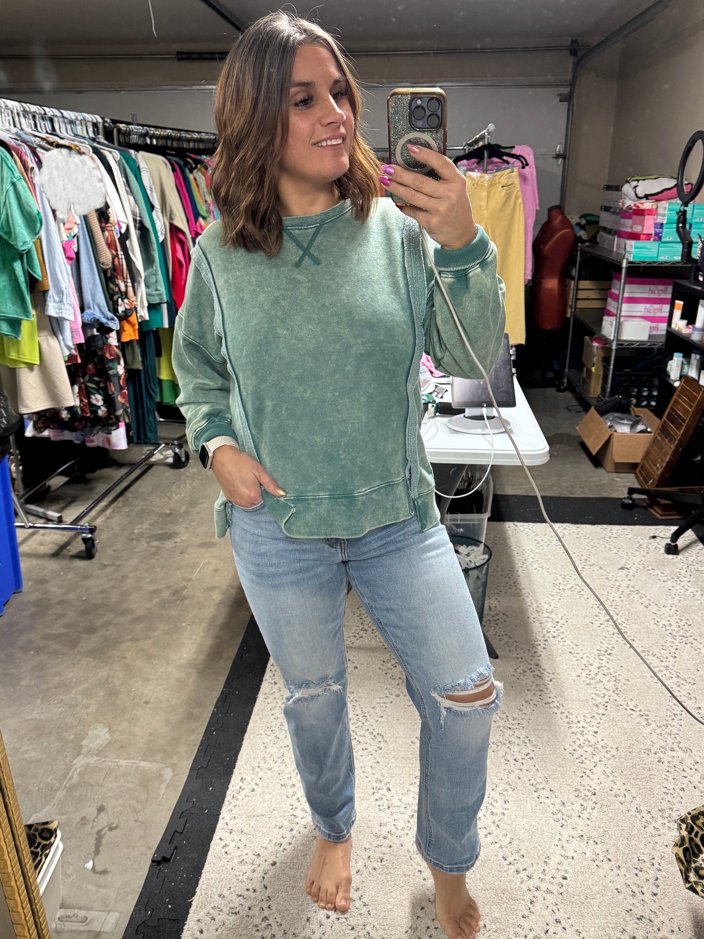 Risen High Rise Wide Leg Crop