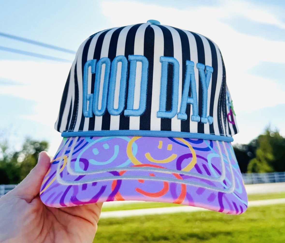 Good Day Striped Smiley Hat
