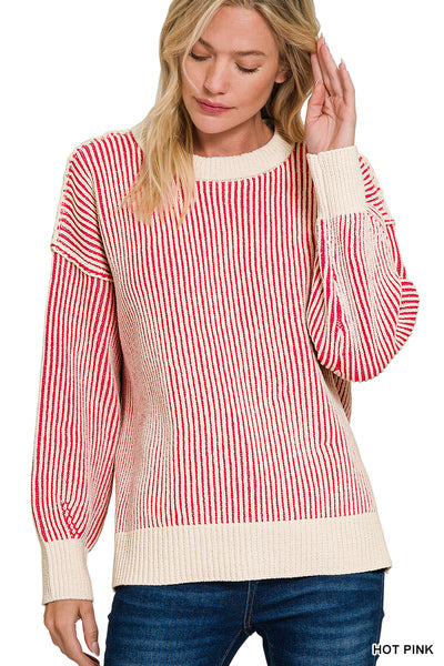 Two tone Ribbed Sweater